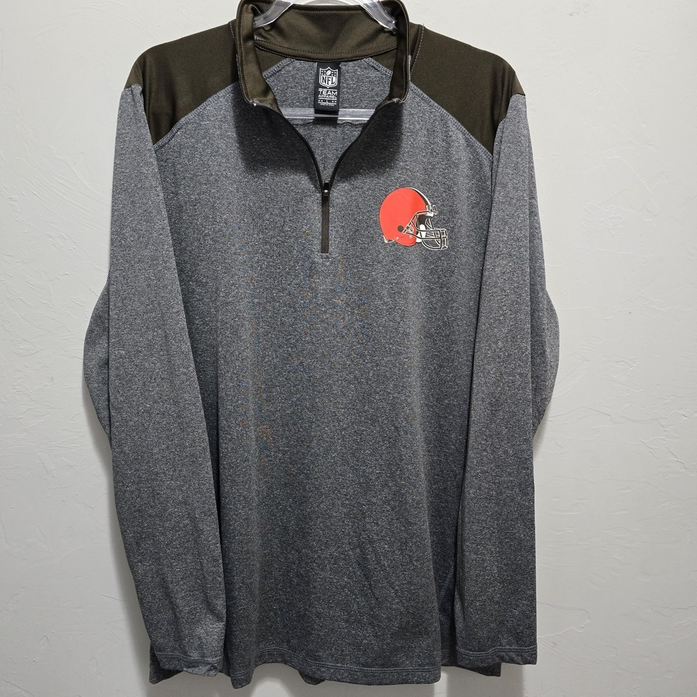 Cleveland‎ Browns Pullover Mens Large Brown Orange Quarter Zip NFL Football Top